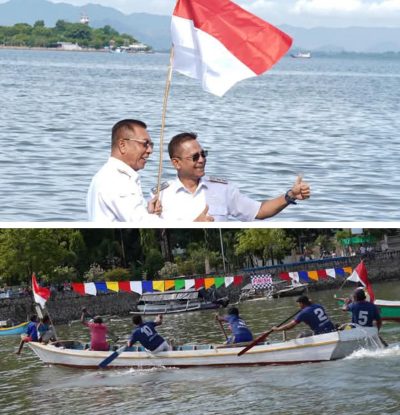 MARI (H. Man - Feri) Walikota dan Wakil Walikota Bima hadiri lomba dayung sampan secara bersamaan.